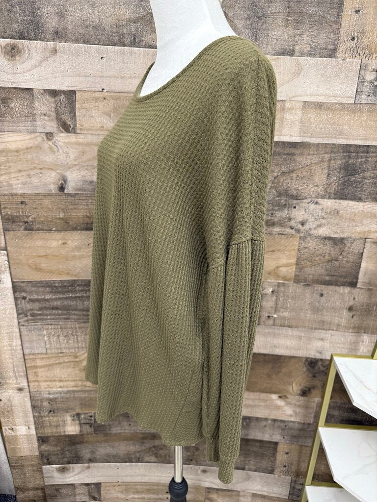 Cherish Olive Green Waffle Backless Sweater