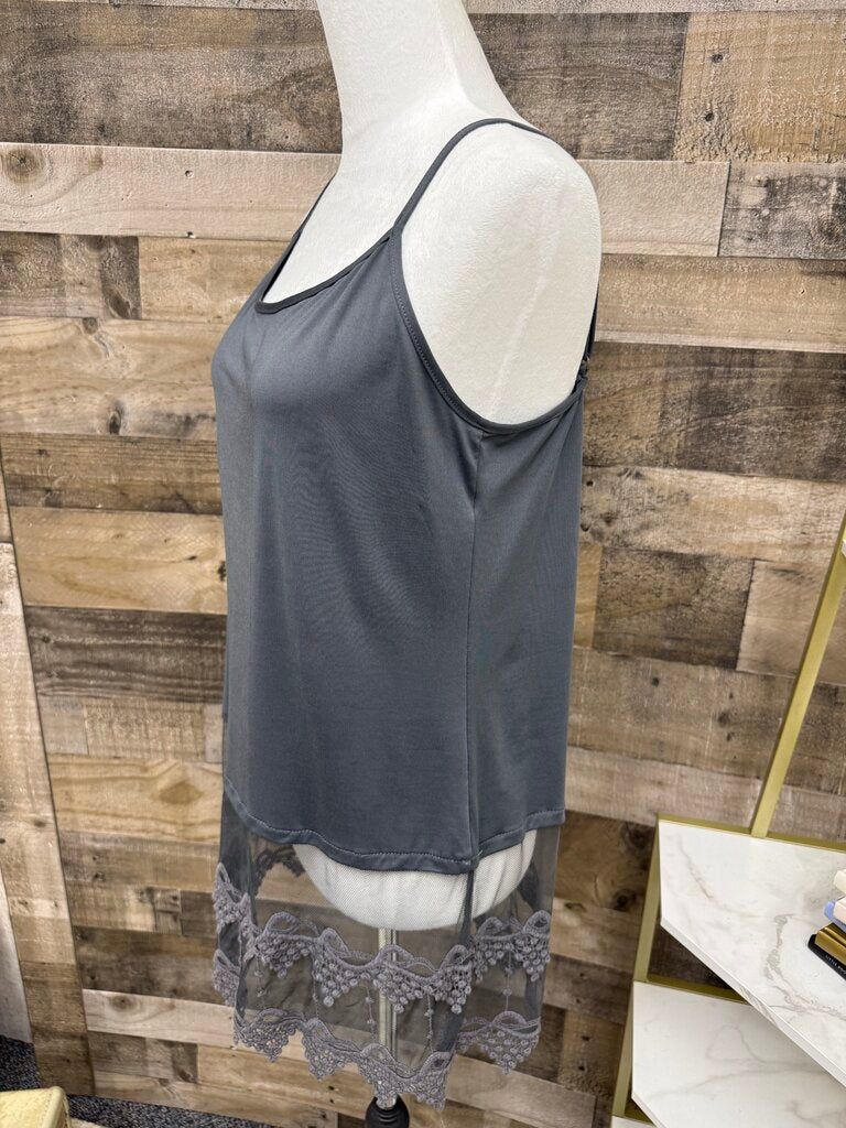 No Brand Gray Tank w/Lace Botton