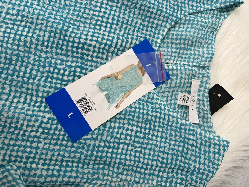 Fever Checkered Aqua & White Sleeveless Tunic