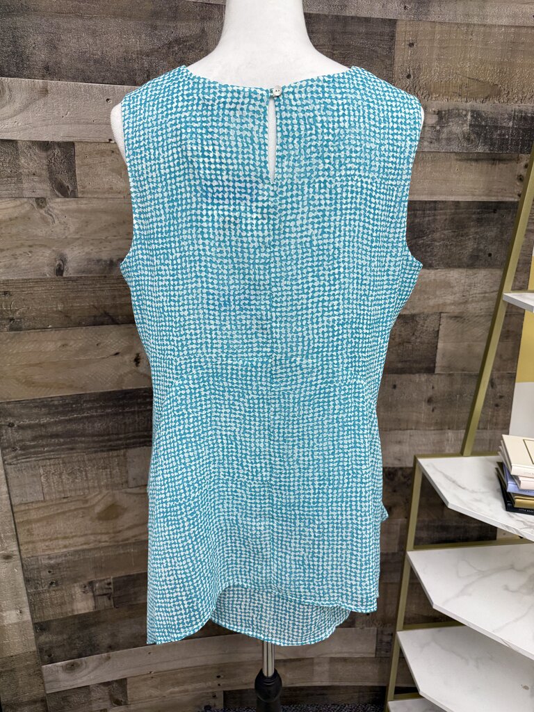 Fever Checkered Aqua & White Sleeveless Tunic