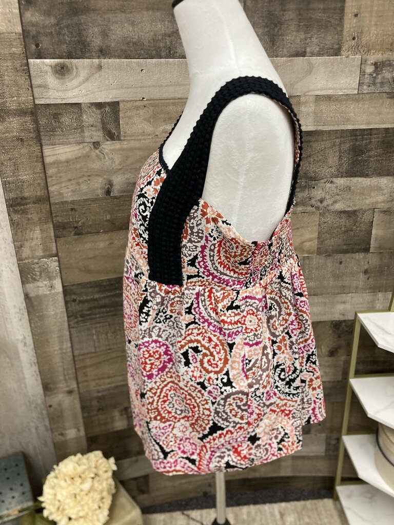 Elle Red & Black Paisley Pattern Sleeveless