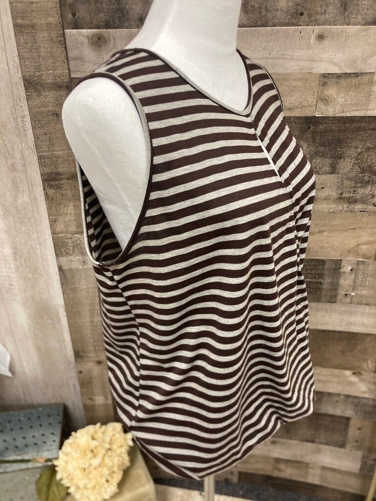 Eight Sixty Brown & Gray Stripe Faux Wrap Tank