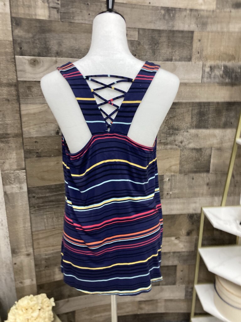 Maurices Navy Multi Color Stripe Tank