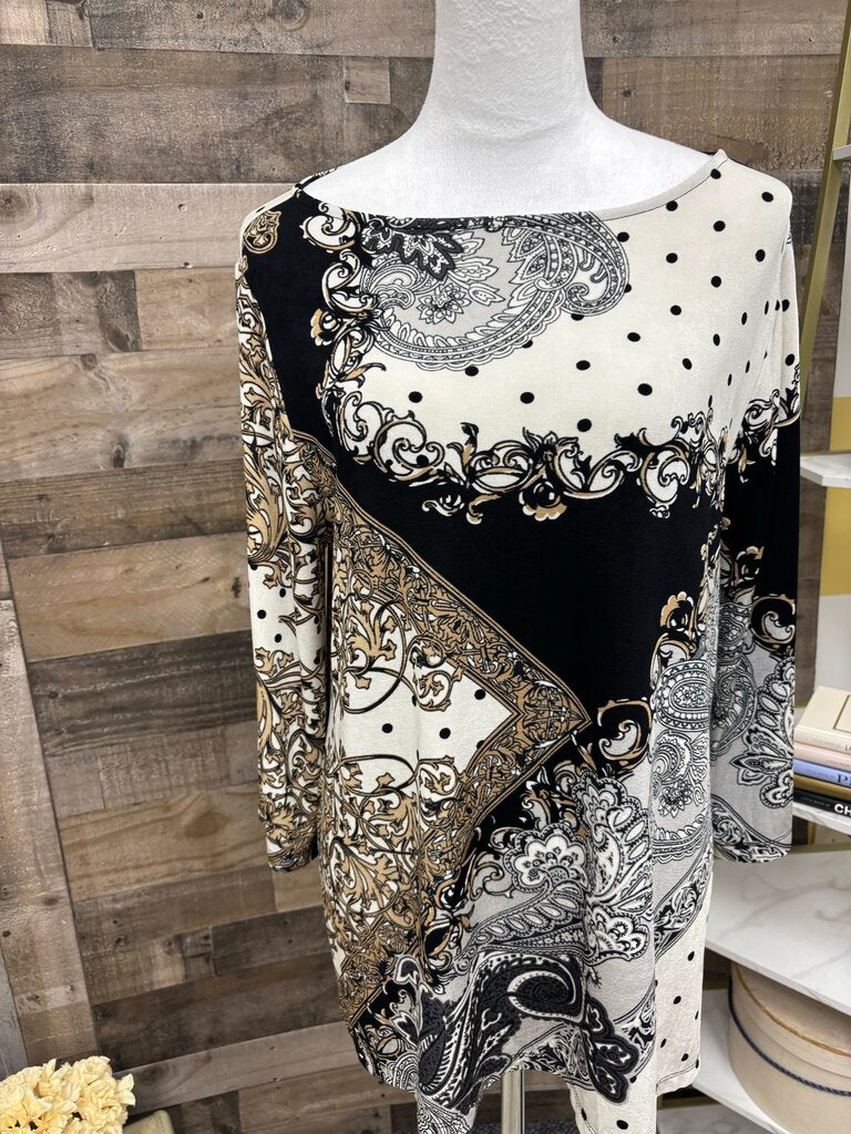 Chico's Black & White Paisley Print Tunic