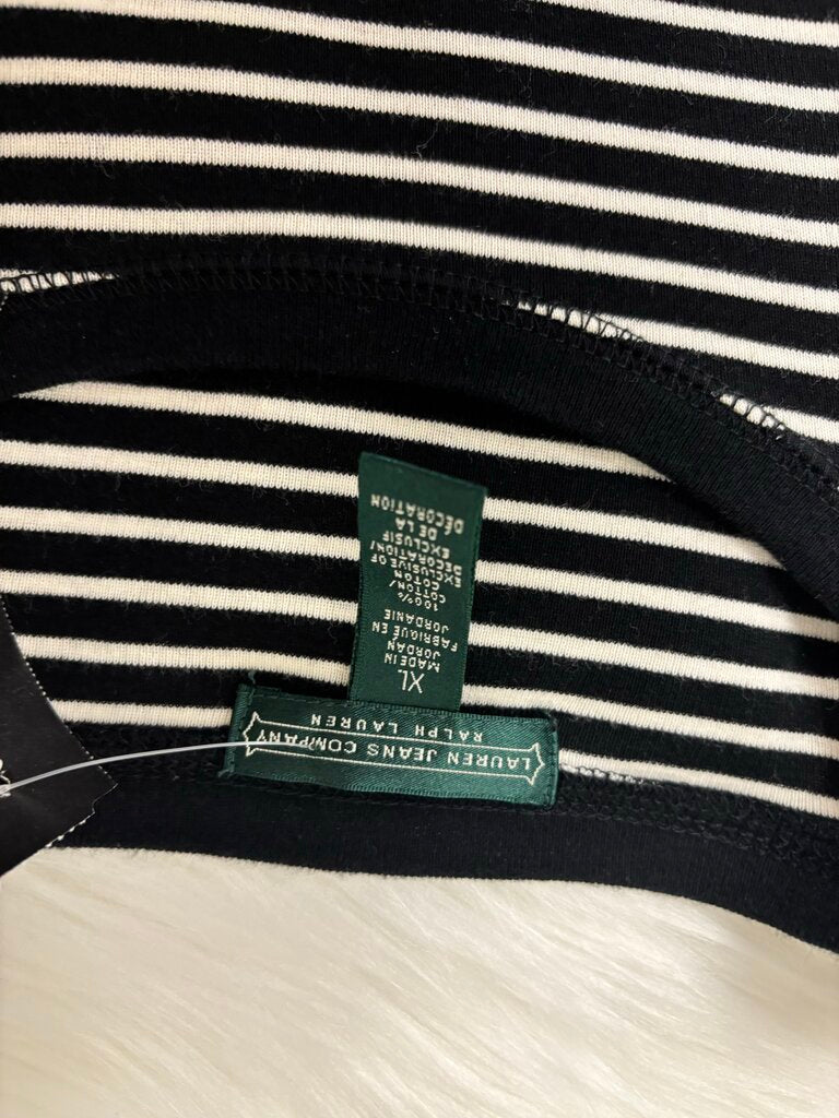Ralph Lauren Black & White Stripe Shoulder Zip