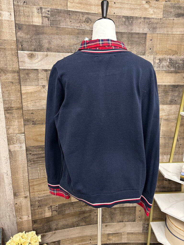Tommy Hilfiger Navy Blue Sweater Faux Plaid
