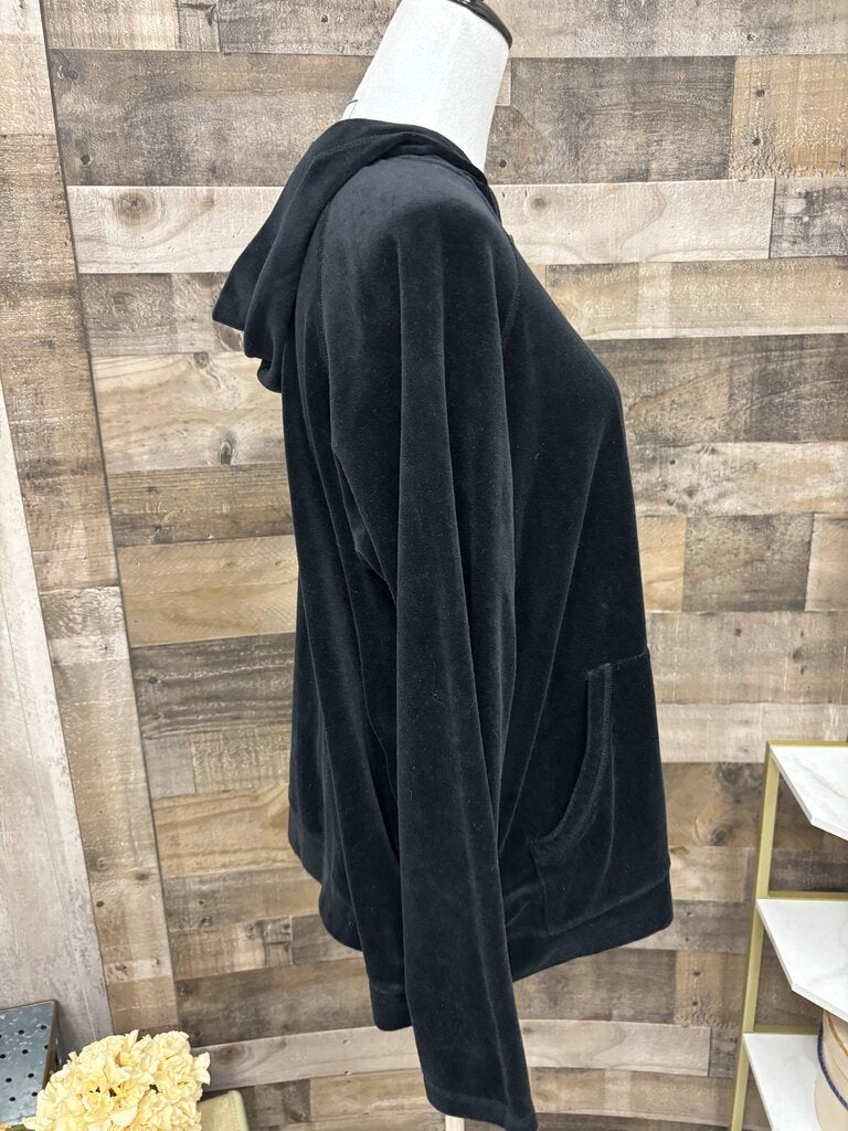 Spa by Chico's Black Velour Zip Hoodie