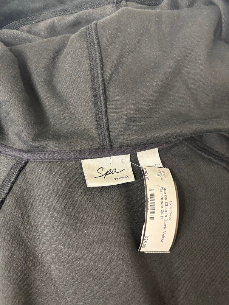 Spa by Chico's Black Velour Zip Hoodie
