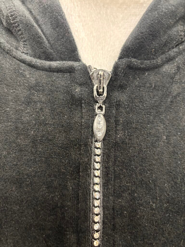 Spa by Chico's Black Velour Zip Hoodie