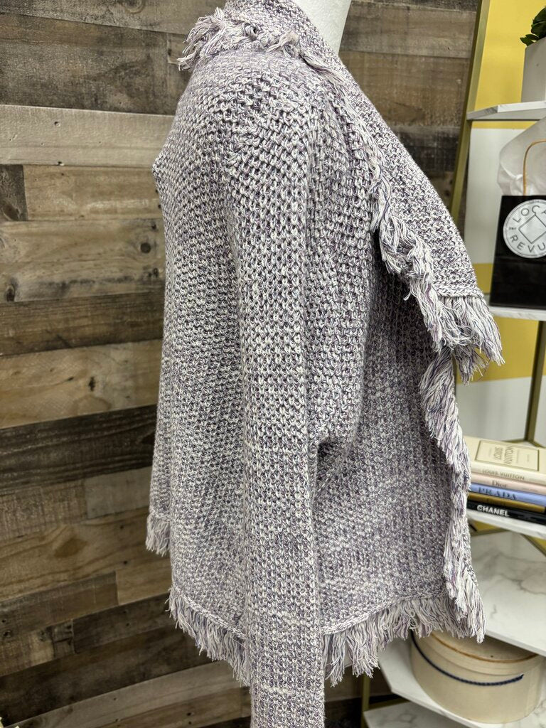 Chico's Lilac & Silver Freida Fringe Cardigan