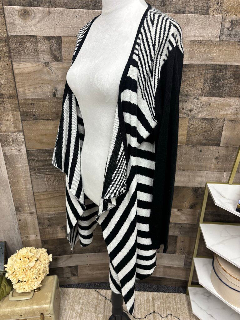 Material Girl Black & White Striped Cardigan