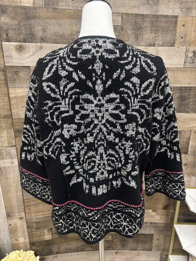 Chico's Jacquard Black & White Patterned Zip