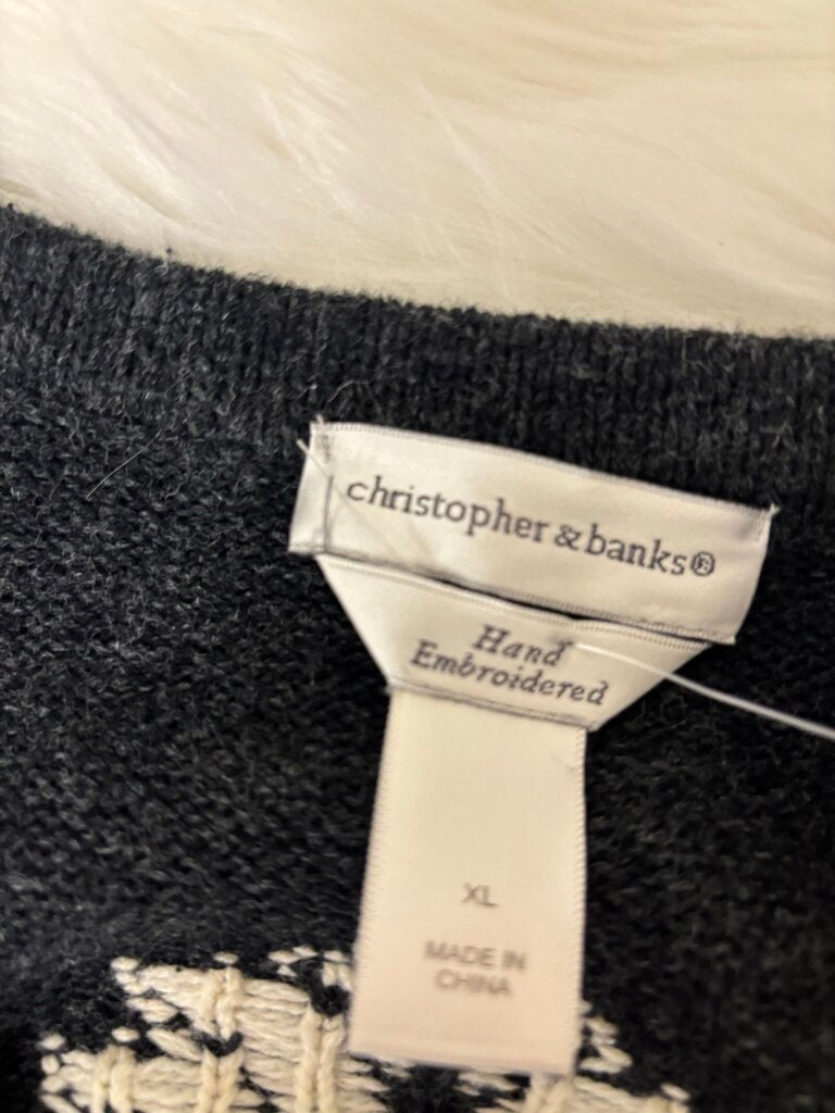 Christopher & Banks Grey Embroidered Xmas
