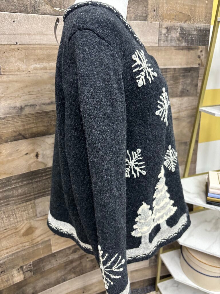 Christopher & Banks Grey Embroidered Xmas