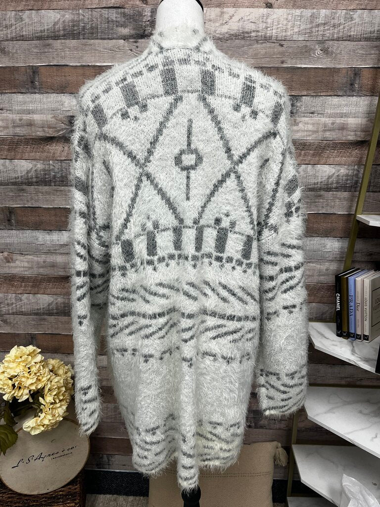 Knox Rose Ivory & Gray Cardigan Duster