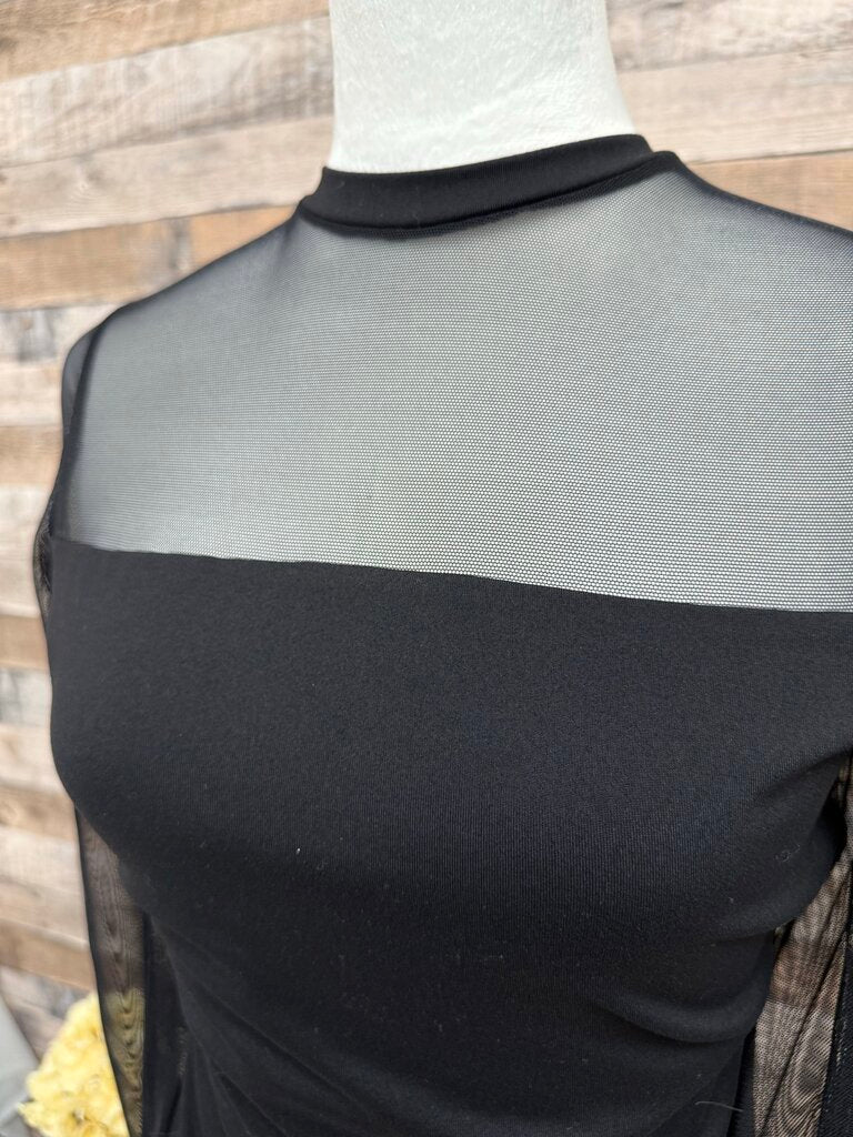 Susana Monoco Black Mesh Long Sleeve