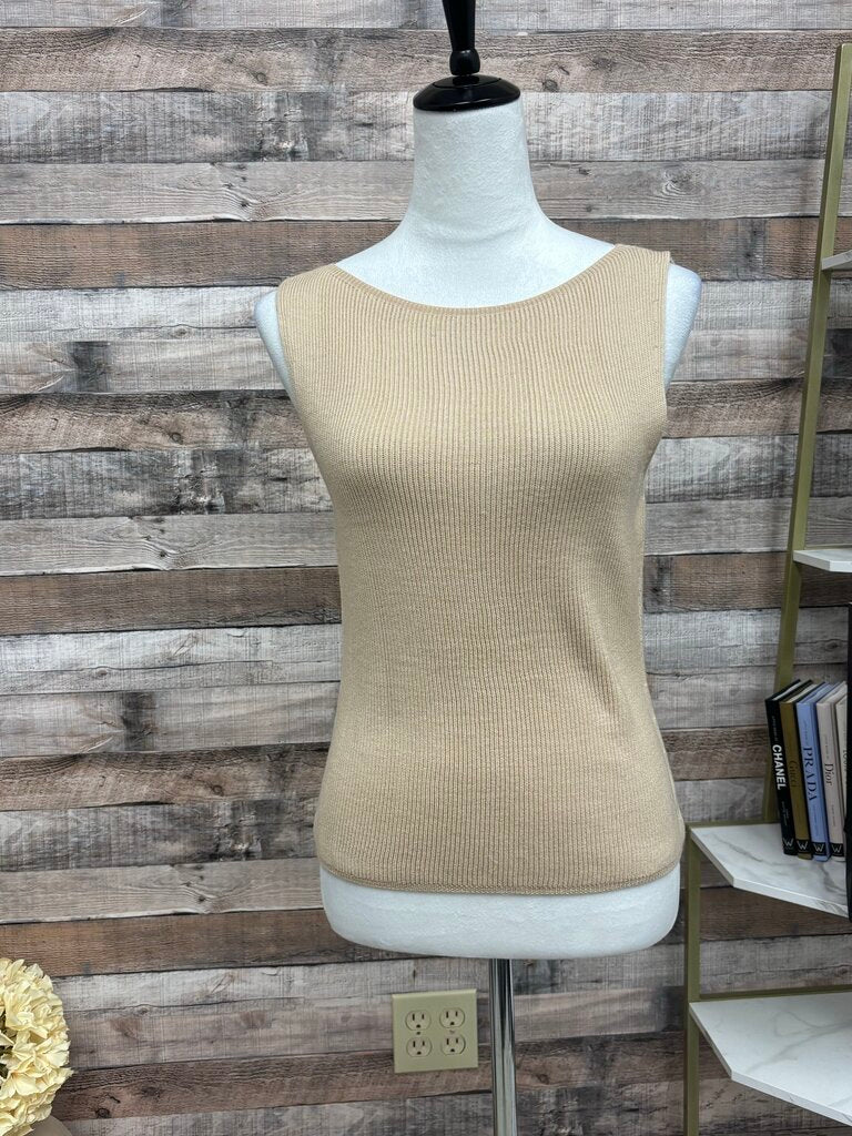 Reformation Beige Ribbed Sleeveless Crop