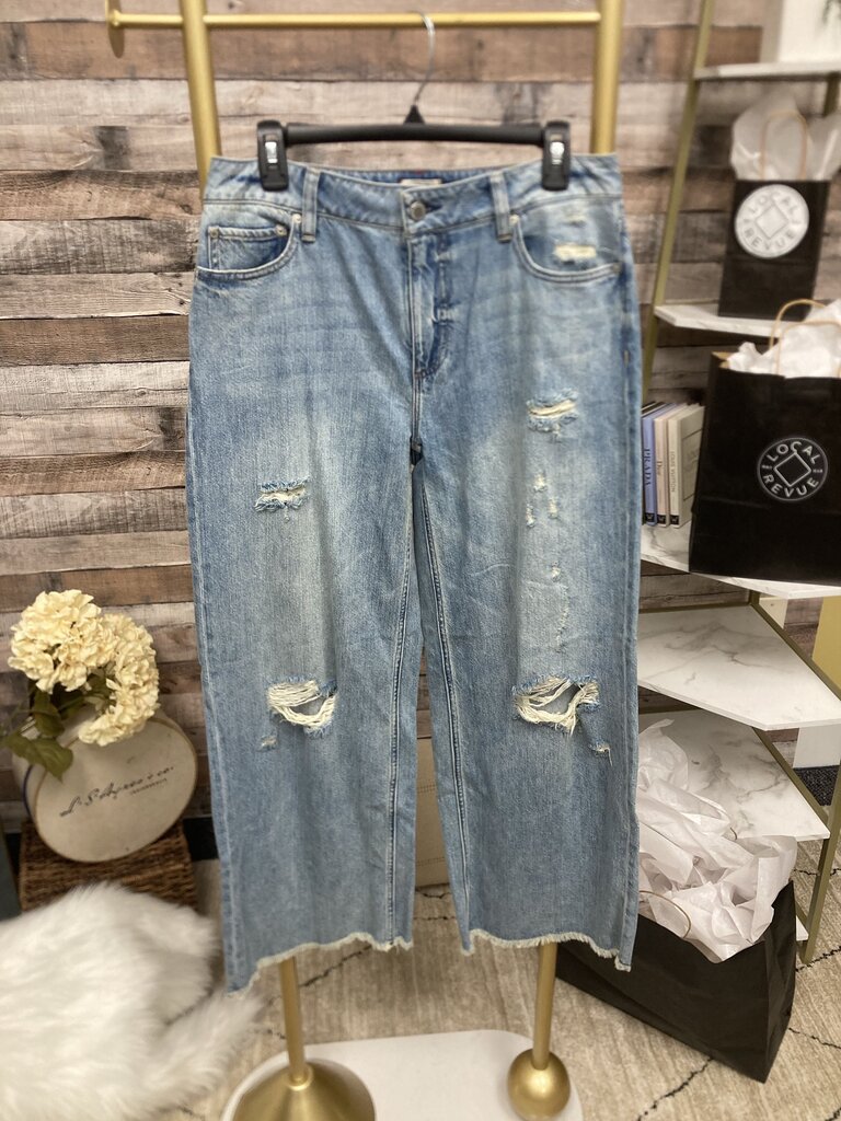 Alice & Olivia Distressed Lt Wash Cropped