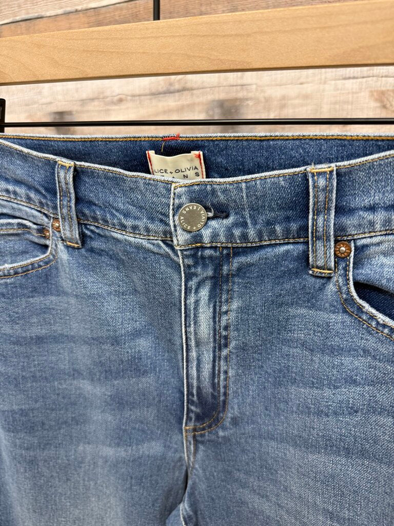 Alice & Olivia Lt Wash Flare Cut Denim