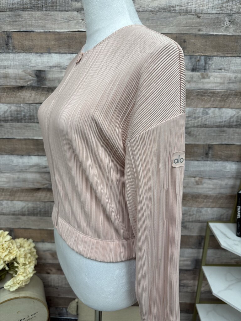 Alo Pink Pleated Cropped Yoga Jacket