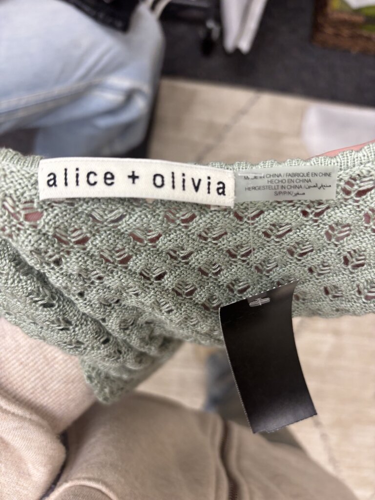 Alice & Olivia Sage Green V-Neck Knit