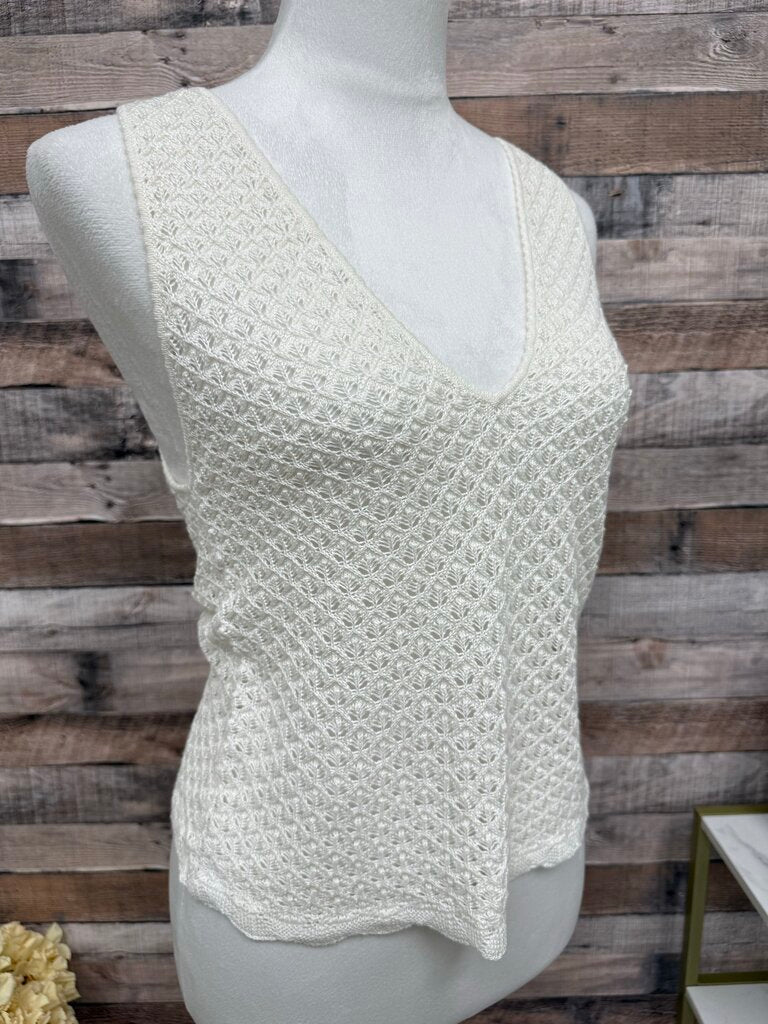Alice & Olivia White V-Neck Knit