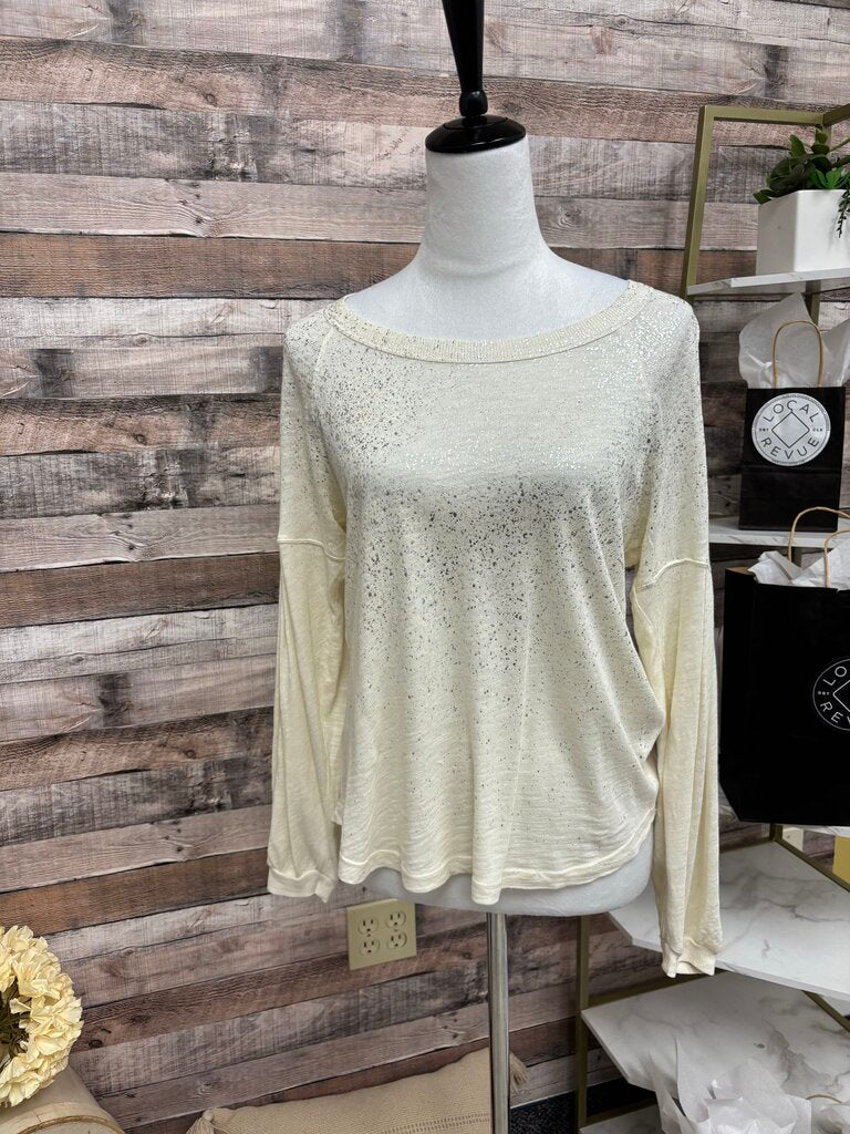 Splendid Cream Paint Splattered Long Sleeve