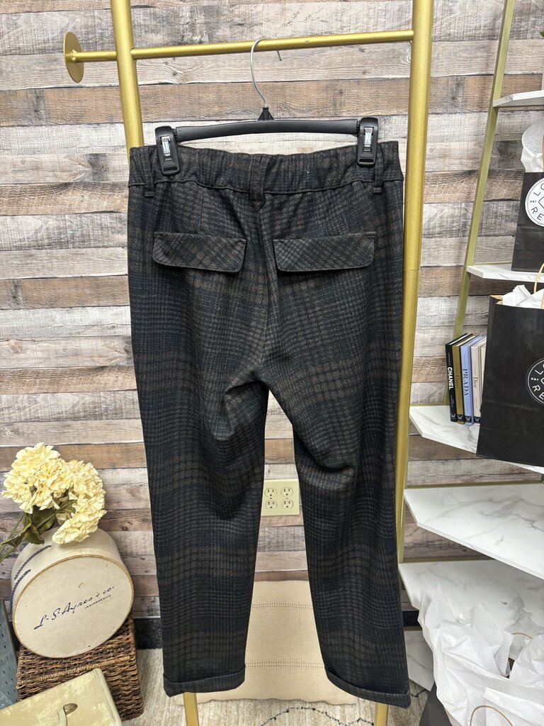 Democracy Black & Brown Elastic Waist Plaid