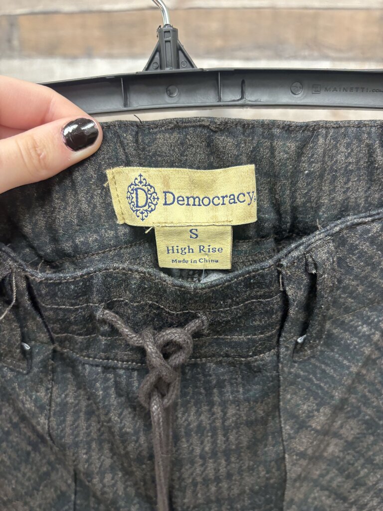 Democracy Black & Brown Elastic Waist Plaid