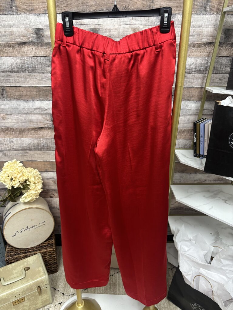 A New Day Red Silky Wide Leg Trousers