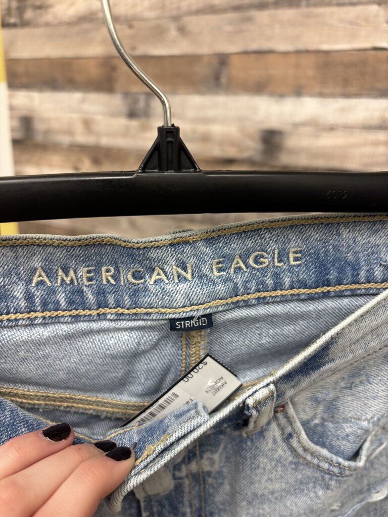 American Eagle Lt Wash Tattered Mom Jeans
