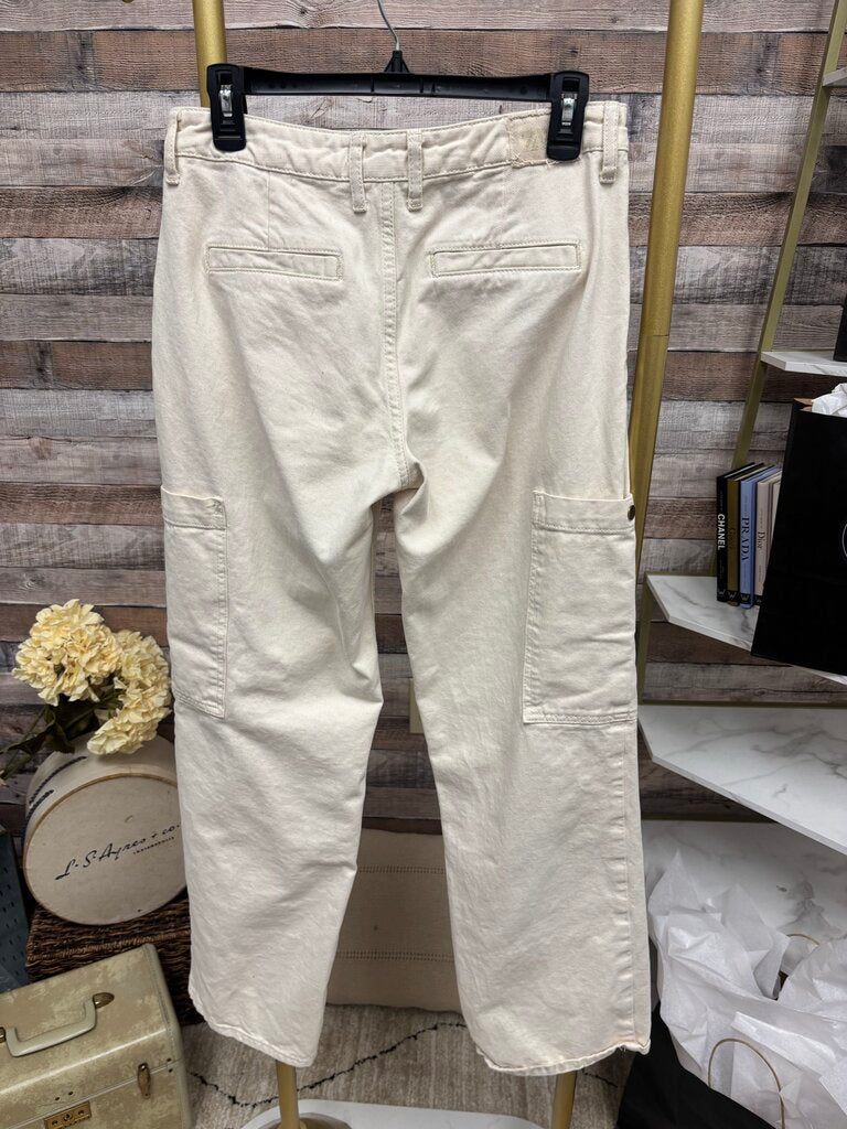 Zara Cream Utility Cargo Jeans