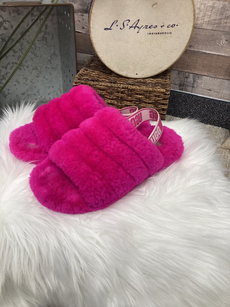 UGG Bright Pink Sheepskin Fluff Slippers