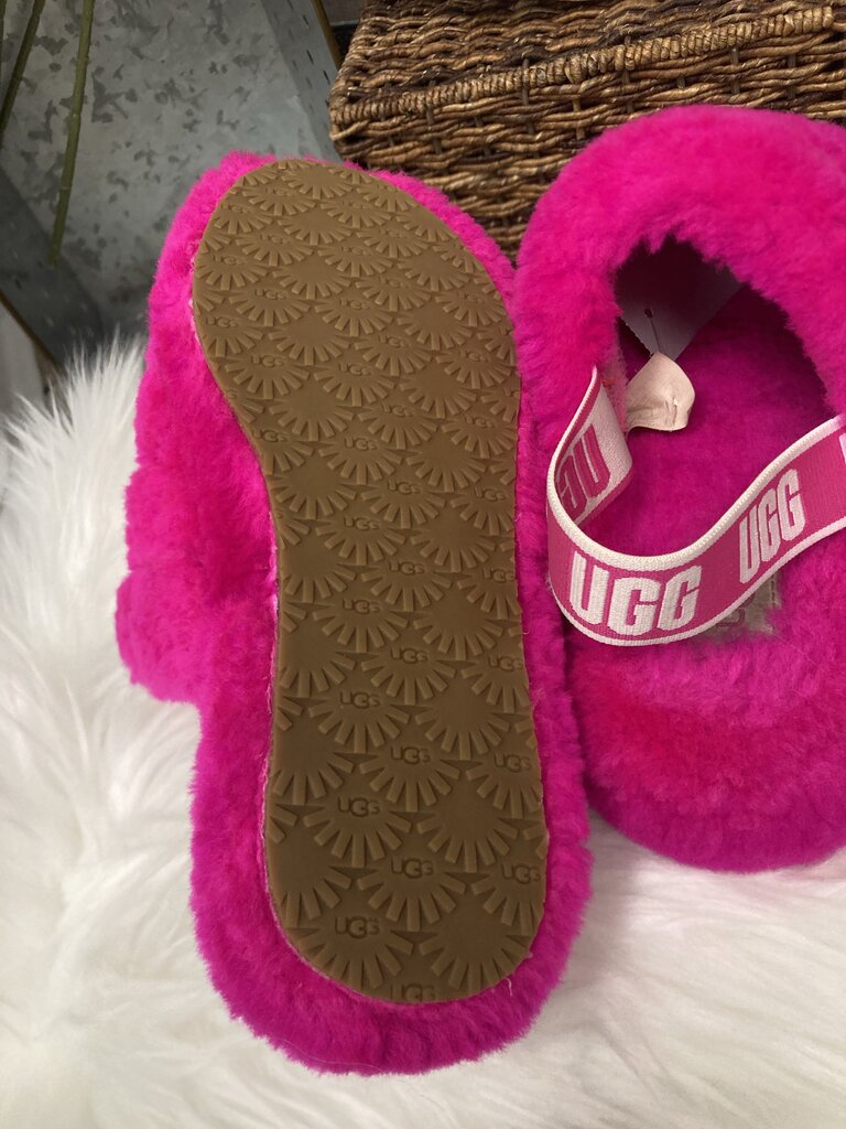 UGG Bright Pink Sheepskin Fluff Slippers