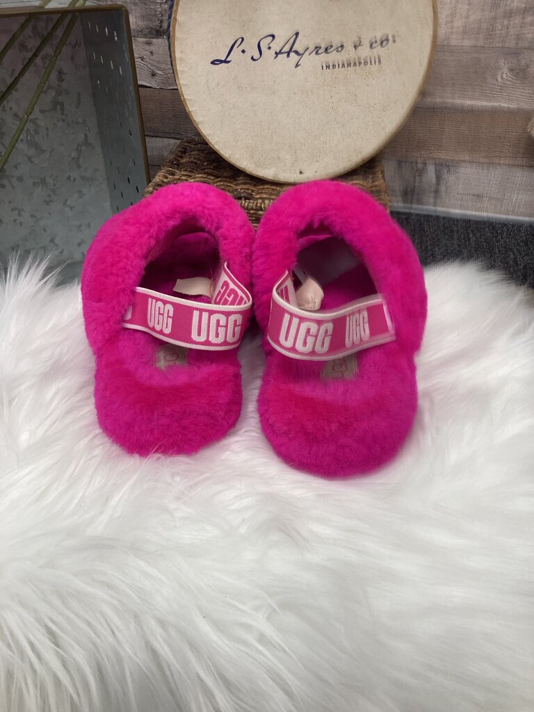 UGG Bright Pink Sheepskin Fluff Slippers