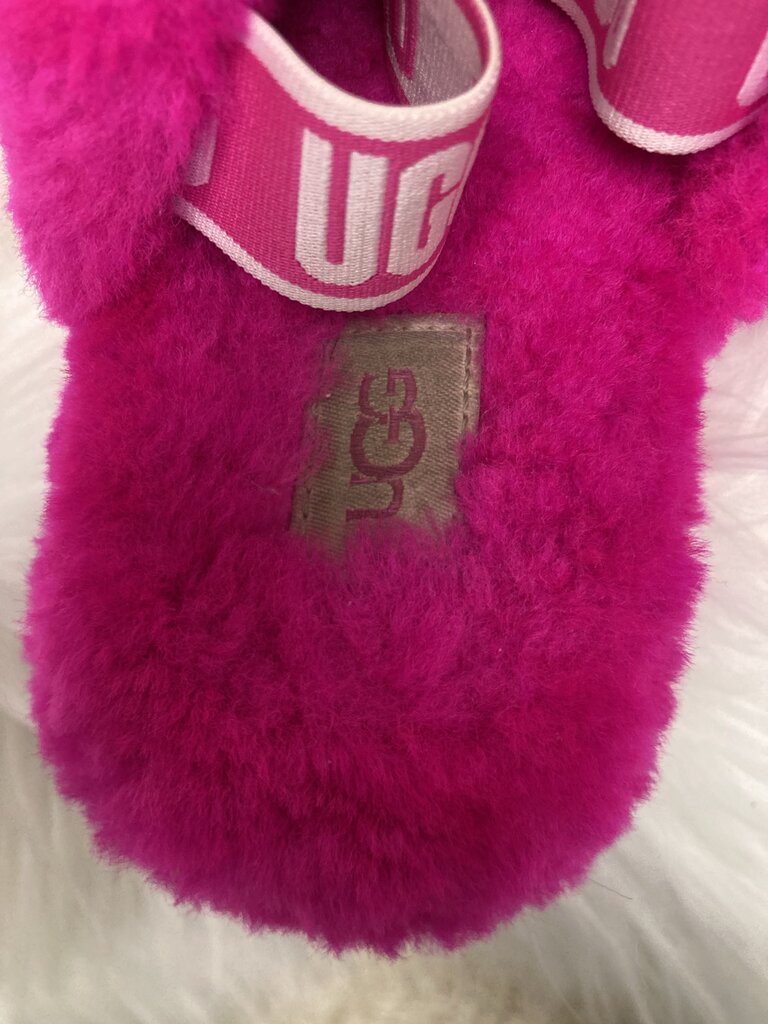 UGG Bright Pink Sheepskin Fluff Slippers