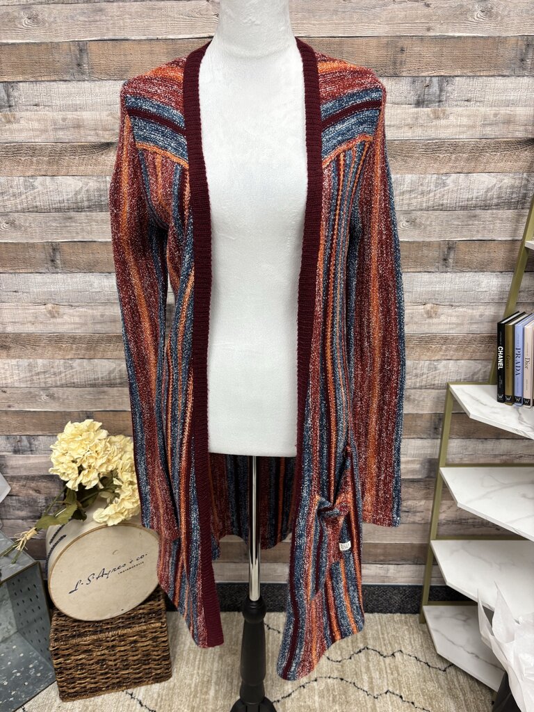 Billabong Knit Red, Blue, Multi Cardigan Duster