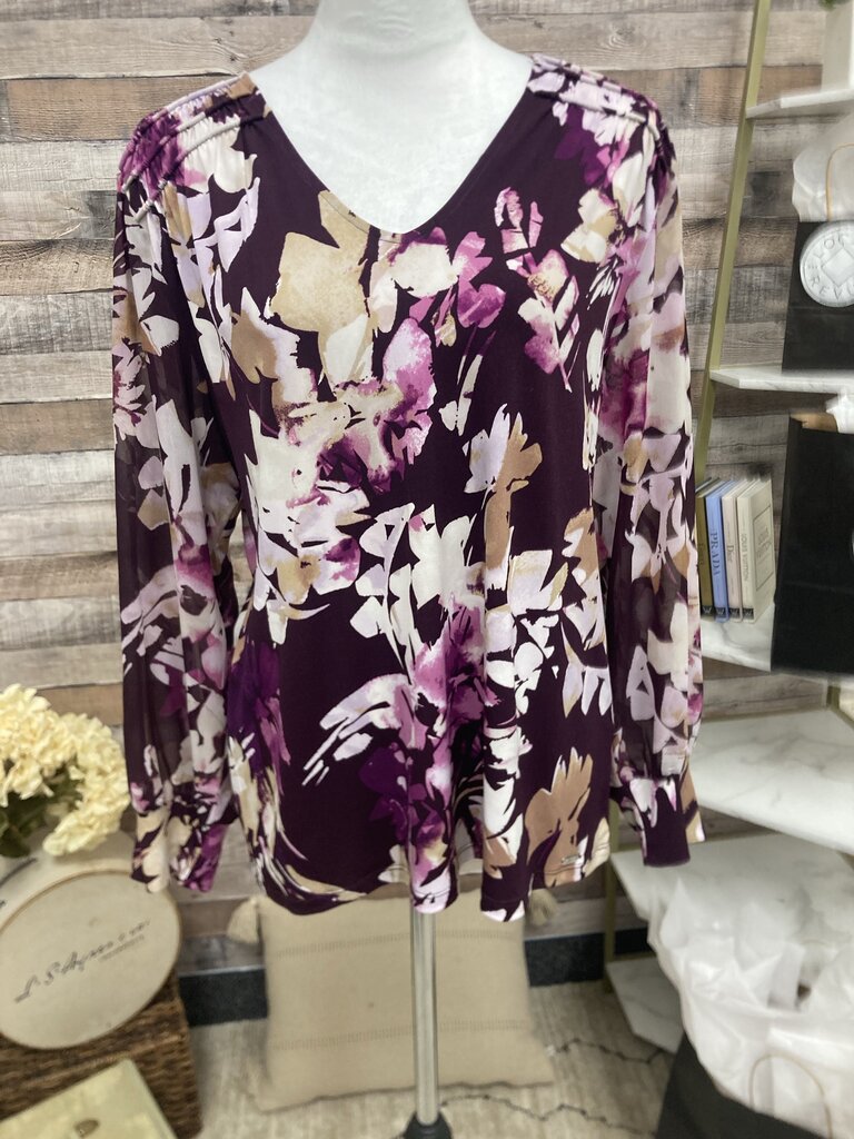 Calvin Klein Purple & Pink Floral Print Long Sleeve