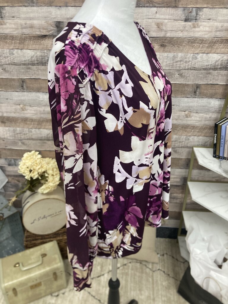 Calvin Klein Purple & Pink Floral Print Long Sleeve