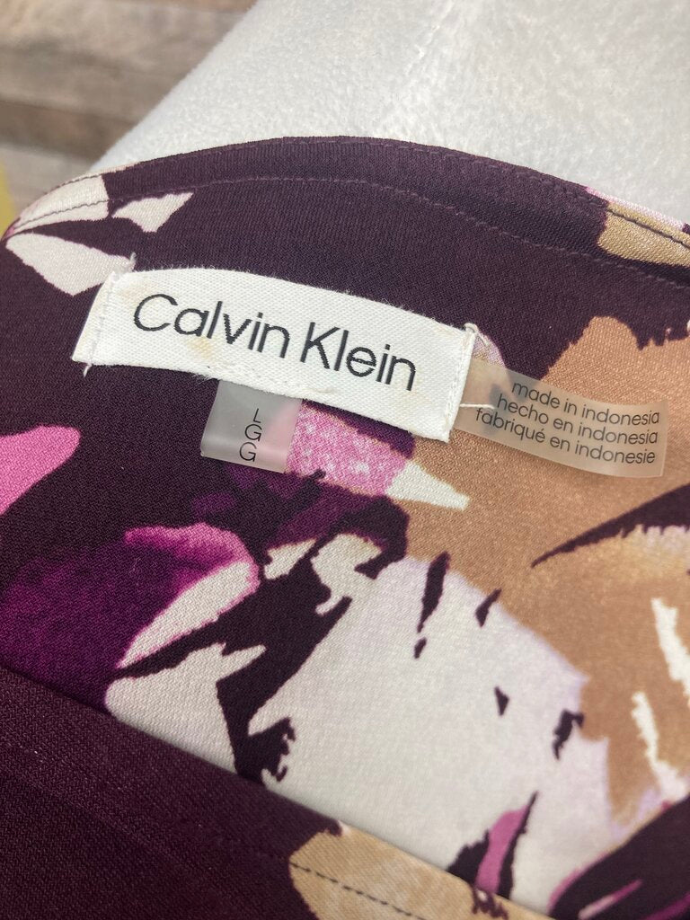 Calvin Klein Purple & Pink Floral Print Long Sleeve