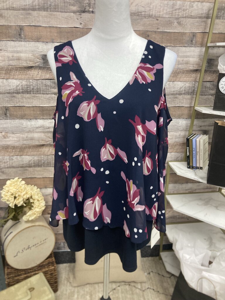 NWT Ellen Tracy Navy & Pink Peekaboo Shoulder