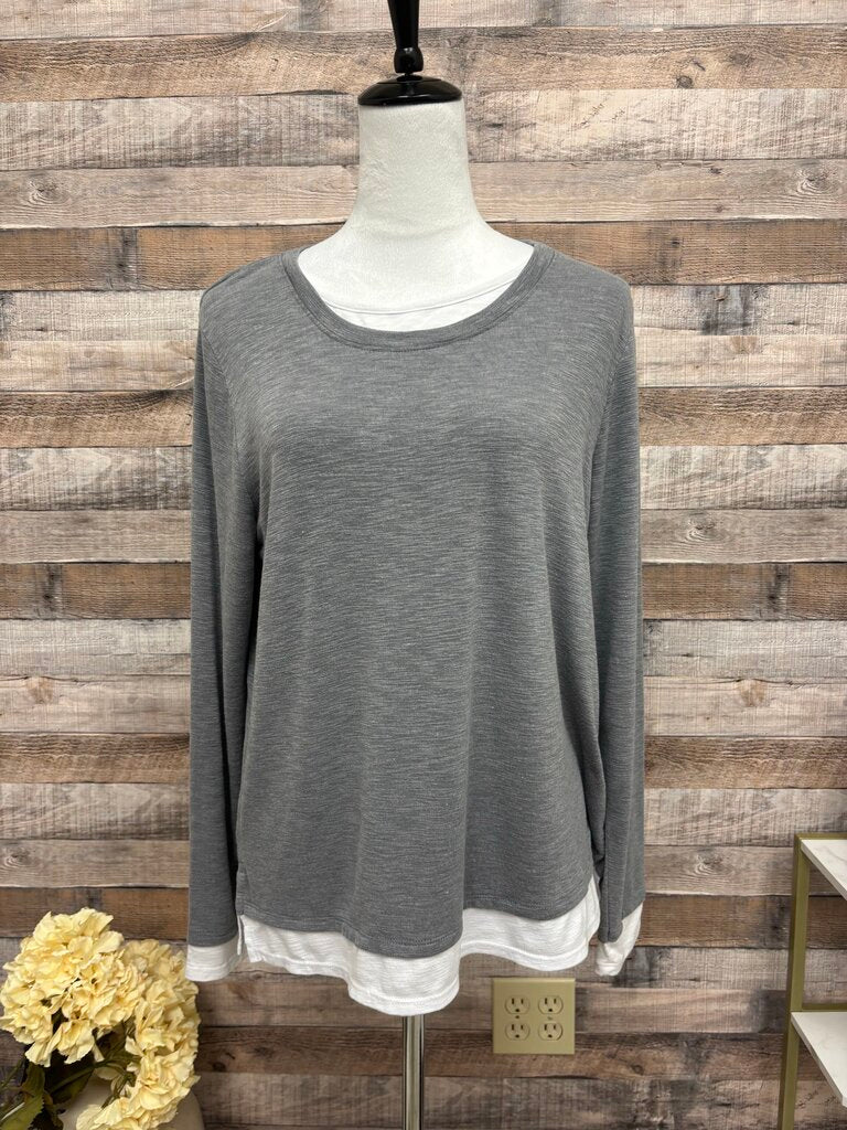 Nally & Millie White & Grey Layered Long Sleeve