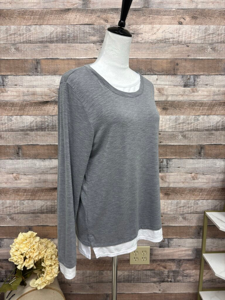 Nally & Millie White & Grey Layered Long Sleeve