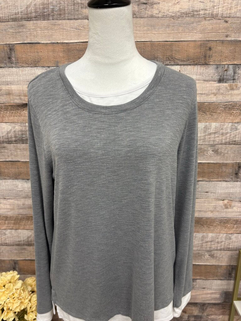 Nally & Millie White & Grey Layered Long Sleeve