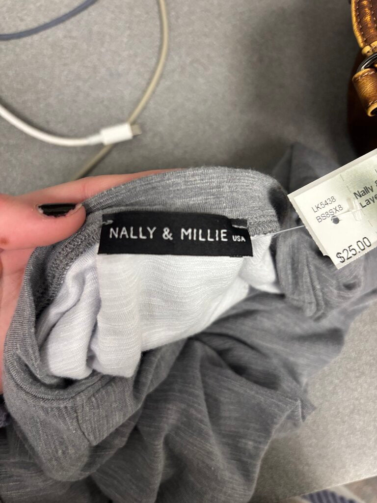 Nally & Millie White & Grey Layered Long Sleeve