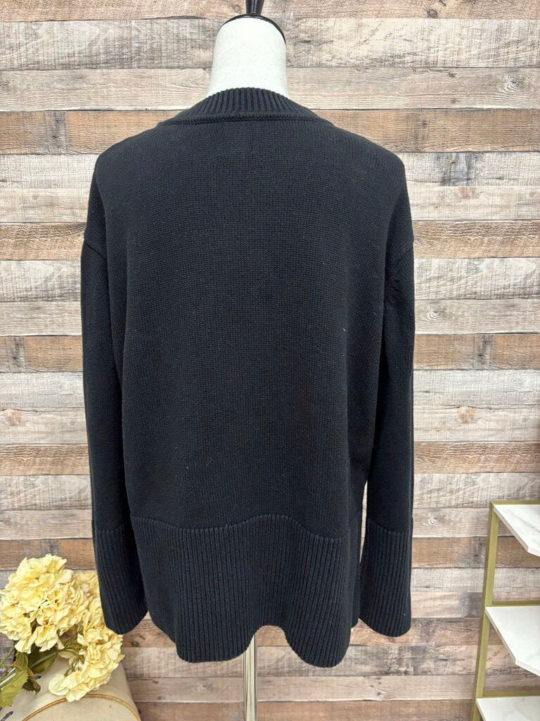 Gap Black Cotton Knit Crewneck Sweater