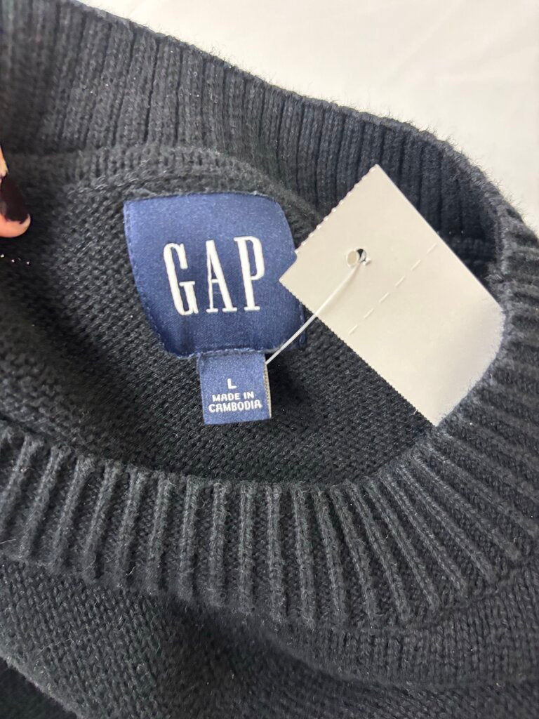 Gap Black Cotton Knit Crewneck Sweater