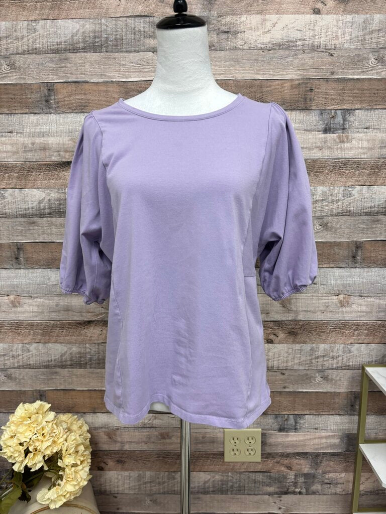 Chico's Purple Quarter Sleeve Cuffed Top