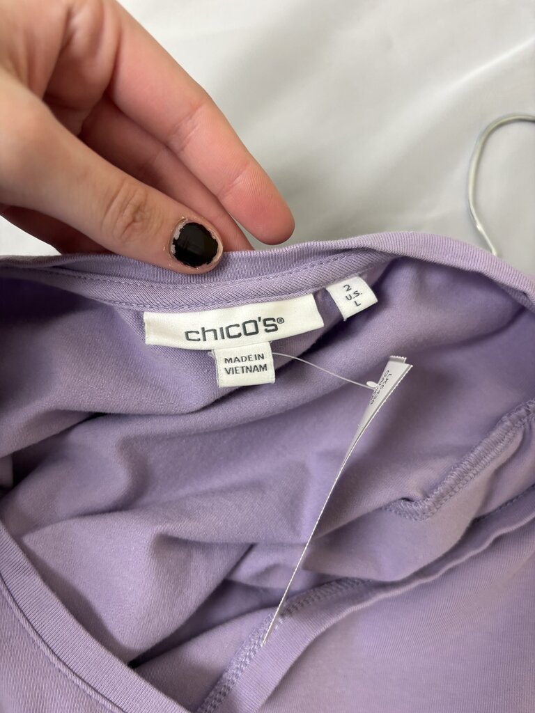 Chico's Purple Quarter Sleeve Cuffed Top