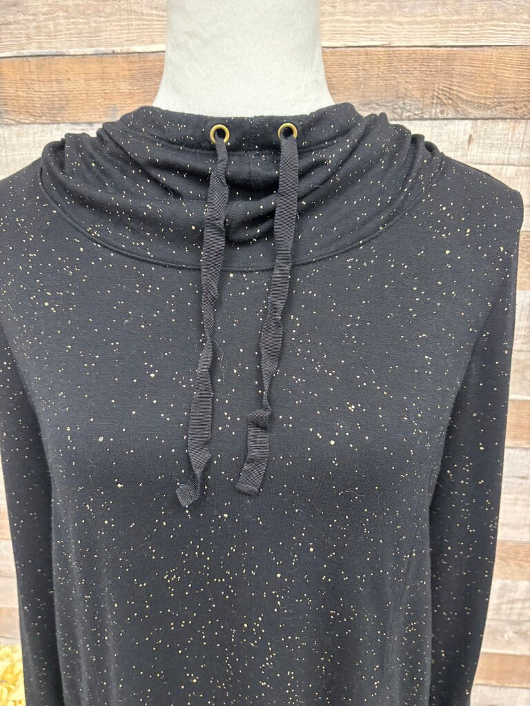 Soma Black with Gold Speckles Cowl neck Pullover Hoodie